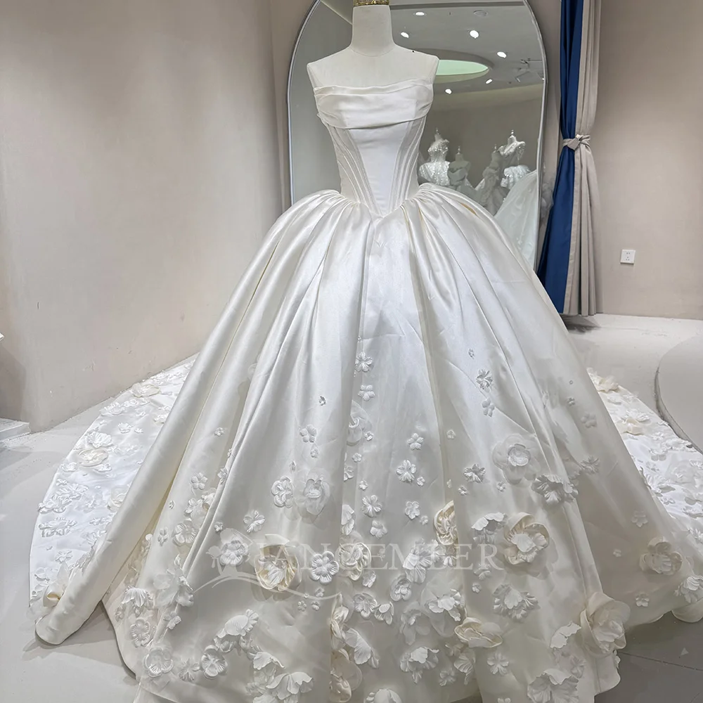 

Vintage Glitter Satin Wedding Dresses Ball Gown Strapless Ball Bridal Gowns Backless Princess Bride Dress vestidos de novia boda