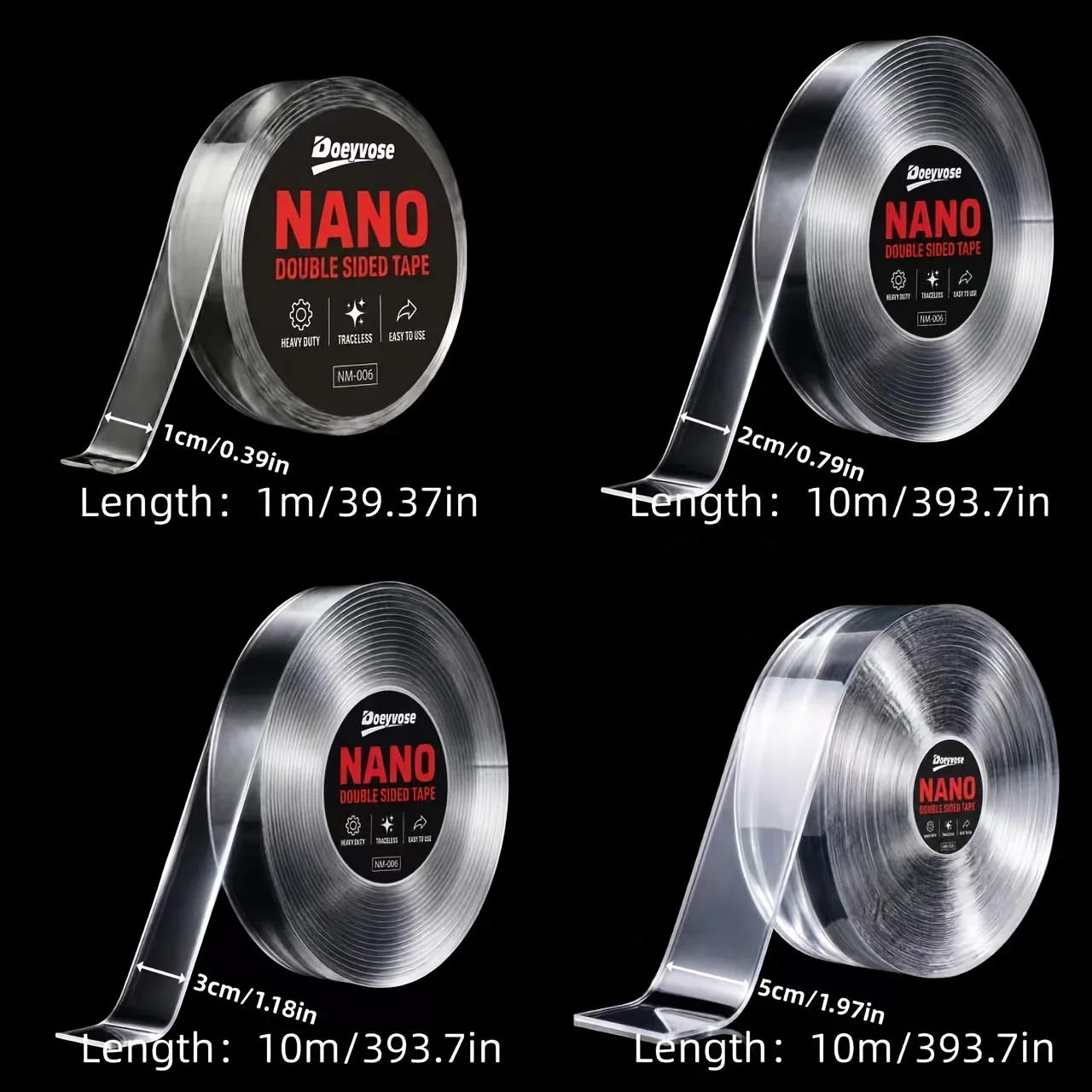 Doeyvose Multi-Surface Nano Double Sided Tape,for Home Kitchen Pool Gap Sealing & Decoration