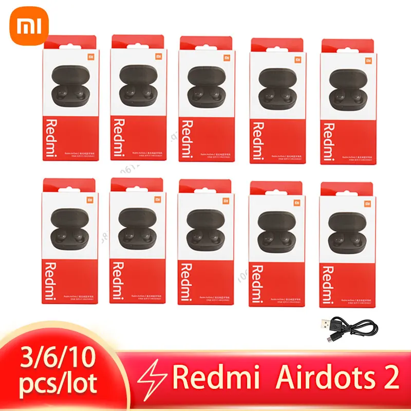 3/6/10 pieces Original Xiaomi Redmi Airdots 2 Earbuds True Wireless Earphone  Noise Reductio Headset With Mic Tws wholesale