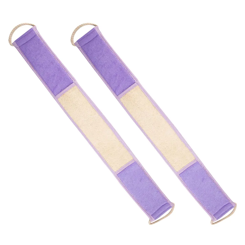 

2pcs Natural Loofah Sponge Back Scrubber Shower Body Scrub Towel Stretchable Pull Strap Violet Bath Sponge Loofah Pad