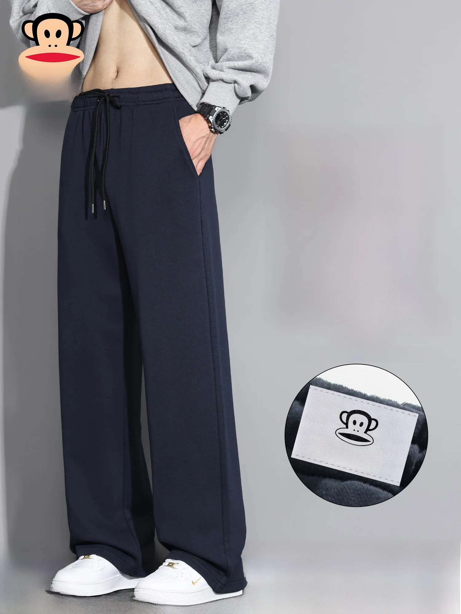 

Мужские свободные повседневные брюки с широкими штанинами, модные, весна 2026, с высокой талией, спортивные, немнущиеся