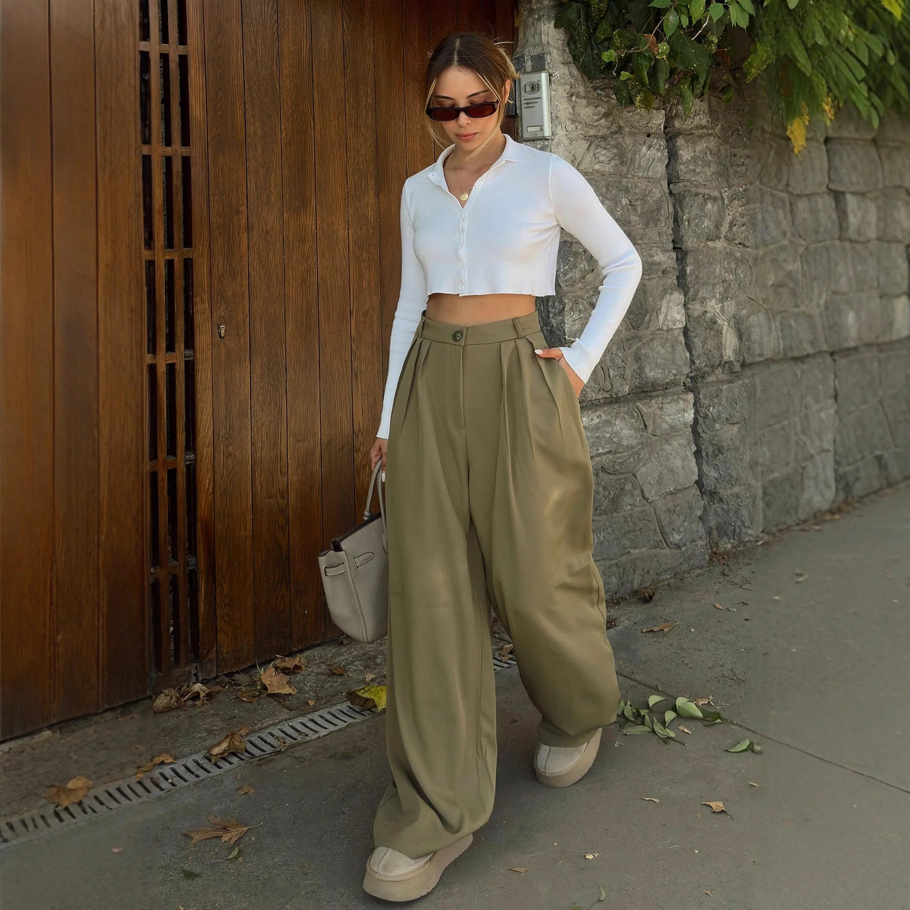 2026 Chic New Elegant High Waist Autumn and Winter Loose and Thin Women's Trousers Mopping Casual Solid Color Office Suit Pants