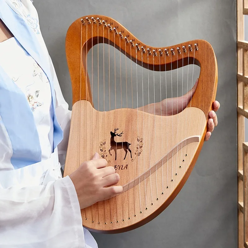 

Wooden 21 String Harp Sound Therapy Professional Portable Lyar Meditation Harp Beginner Practice Musical Instruments