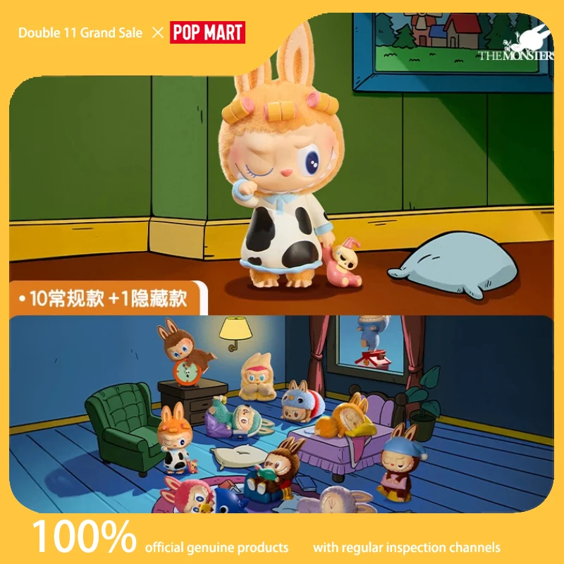 

Popmart The Monsters Labubu One O'Clock In The Morning Series Figurine Blind Box Trendy Toys Ornaments Figure Surprise Box Glue