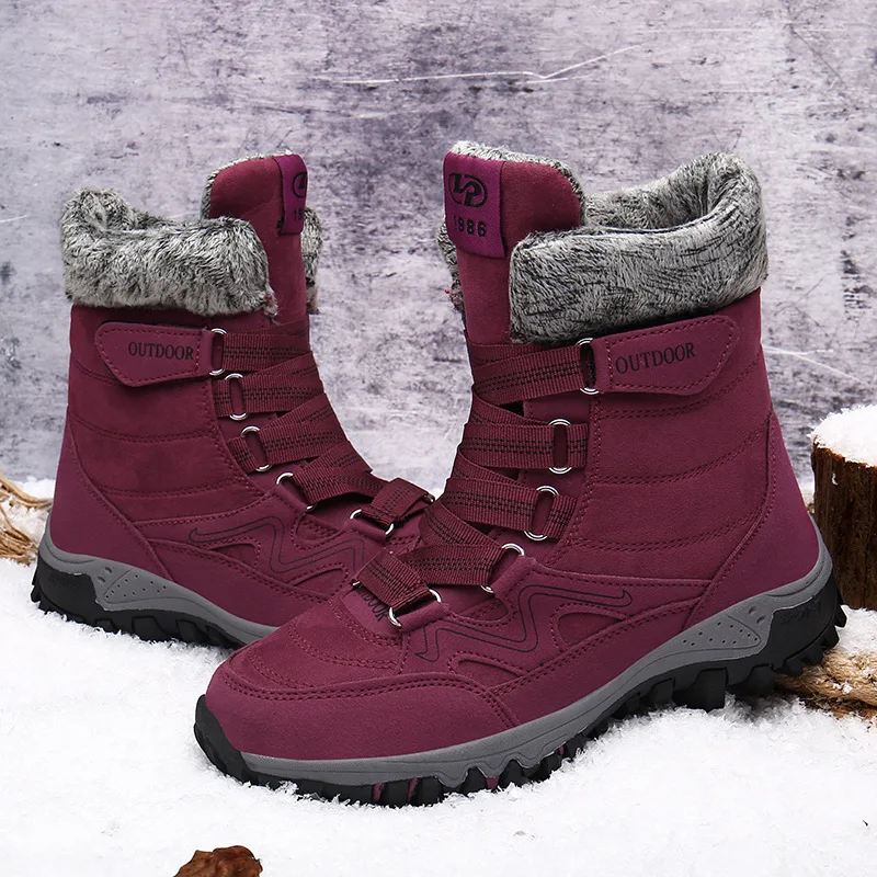 New Fashion Winter High-top Student Warm Snow Boots Boys Girls Non-slip Waterproof Cotton Shoes Couple Boots