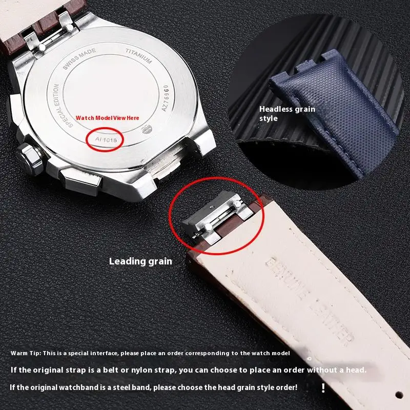 Bracelet de montre en nylon de vachette pour AIKON Series, bracelet de montre dédié, 25mm, structure papillon, AI6008, AI6038, AI6058, haute qualité