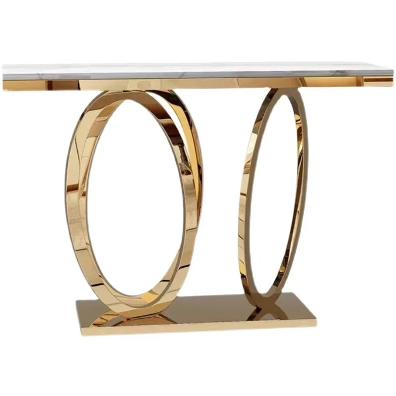 LTT stainless steel marble entrance table light luxury partition table modern simple corridor rack