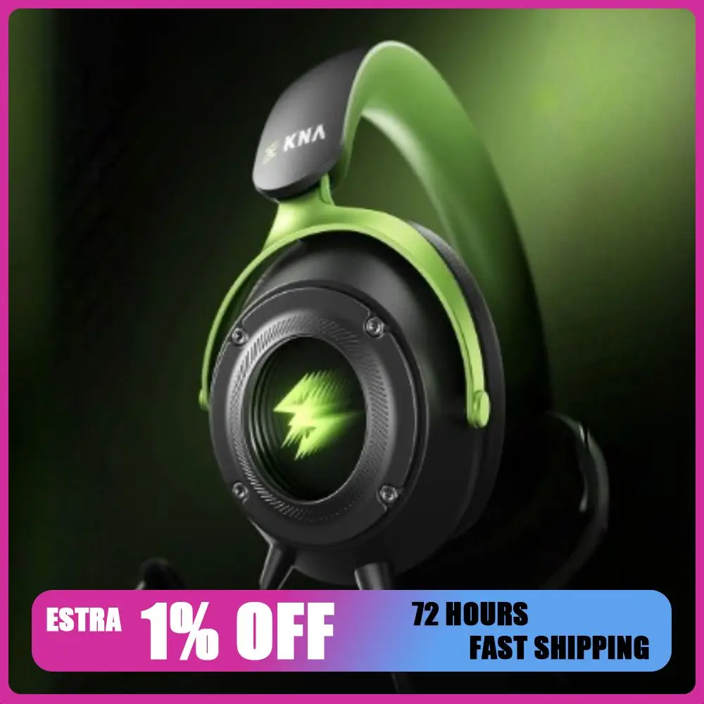 KNA Dark Pivot Wired Over‑Ear Gaming Headset FPS E‑Sports Headphone ENC Noise-canceling Mic Vibration Engine Sound Positioning