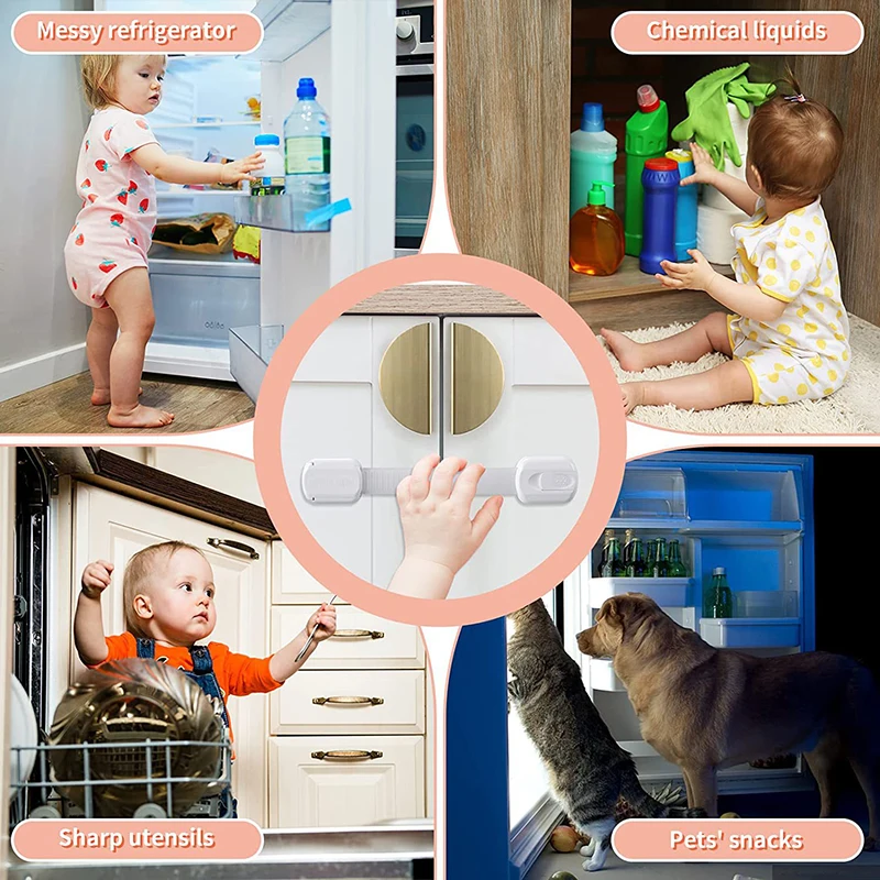 Child Safety Cabinet Locks Adhesive Drawer Door Latches Baby Safety Lock Strap for Home Furniture