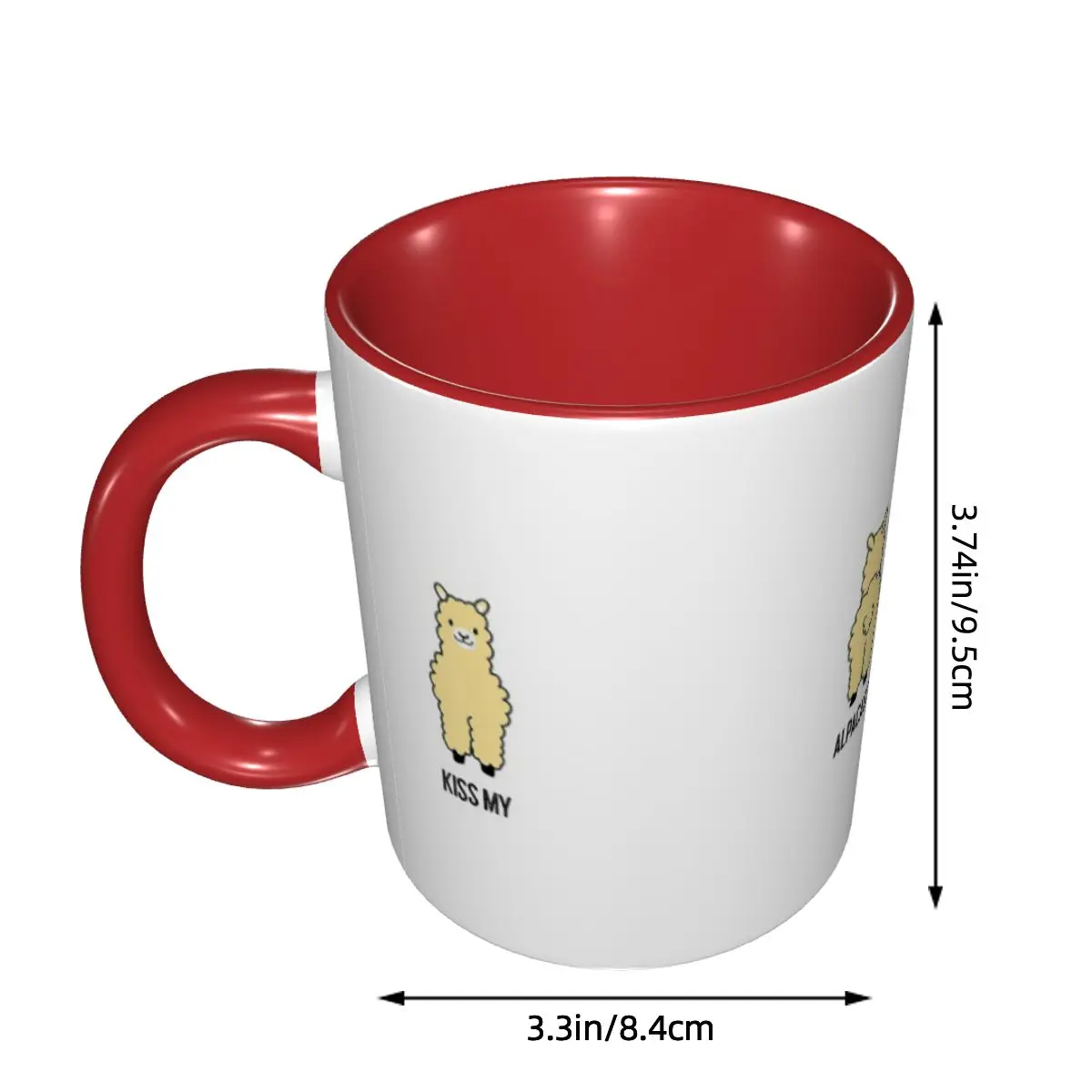 2-Sided Kiss My Alpacass Funny Alpaca Llama Mug Funny Ceramic Coffee Cups Tea Mugs Milk Cup Drinkware Gift for Woman Man