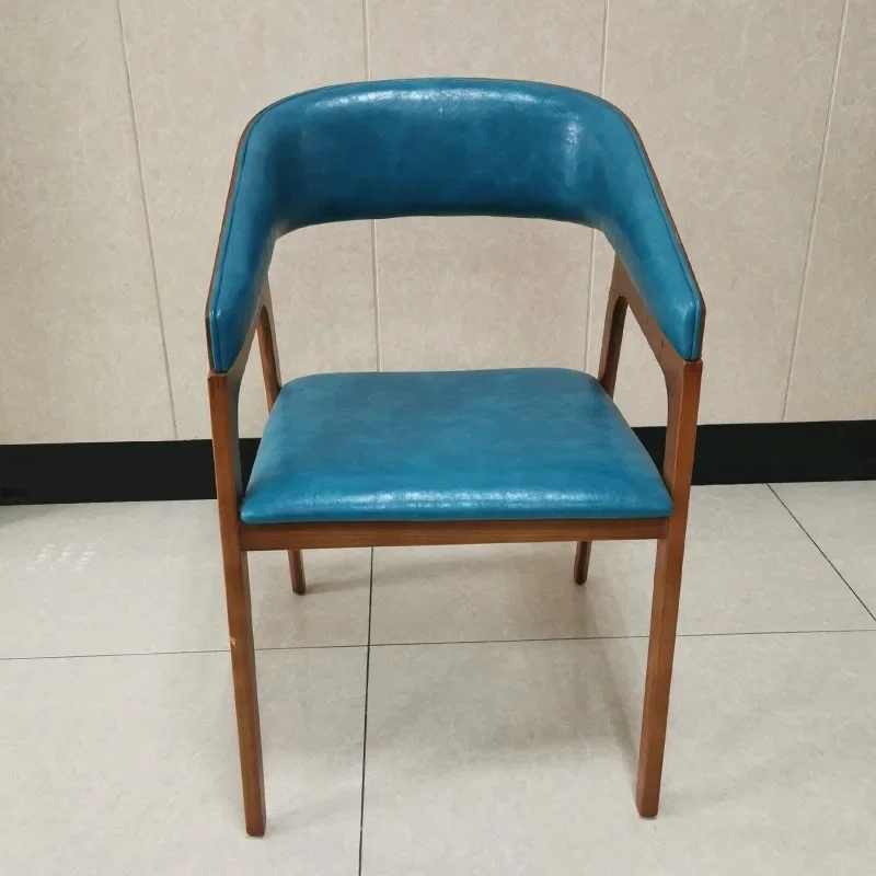 Solid wood dining chair, solid wood armrest backrest soft bag restaurant chair, hotel leisure Nordic dining chair