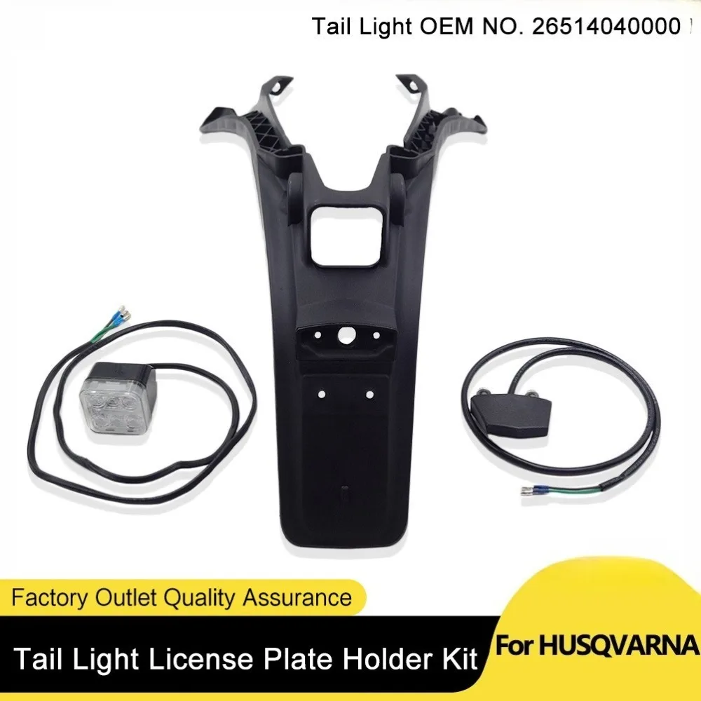Guardabarros trasero para motocicleta, soporte para placa de matrícula con luz trasera LED, lámpara de freno para HUSQVARNA FE T