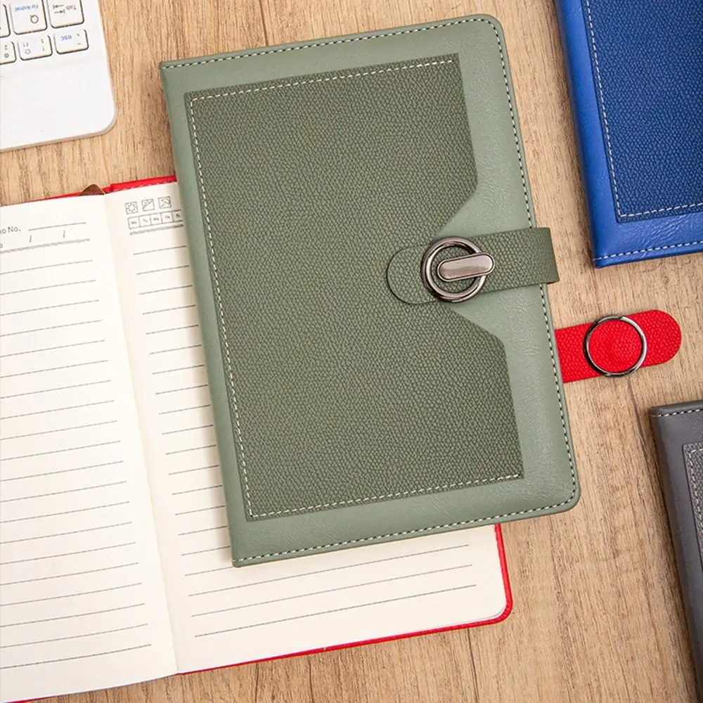 

200 Pages A5 Notebook PU Leather Cover Magnetic Suction Buckle Business Office Notebook Horizontal Line Wear-resistant