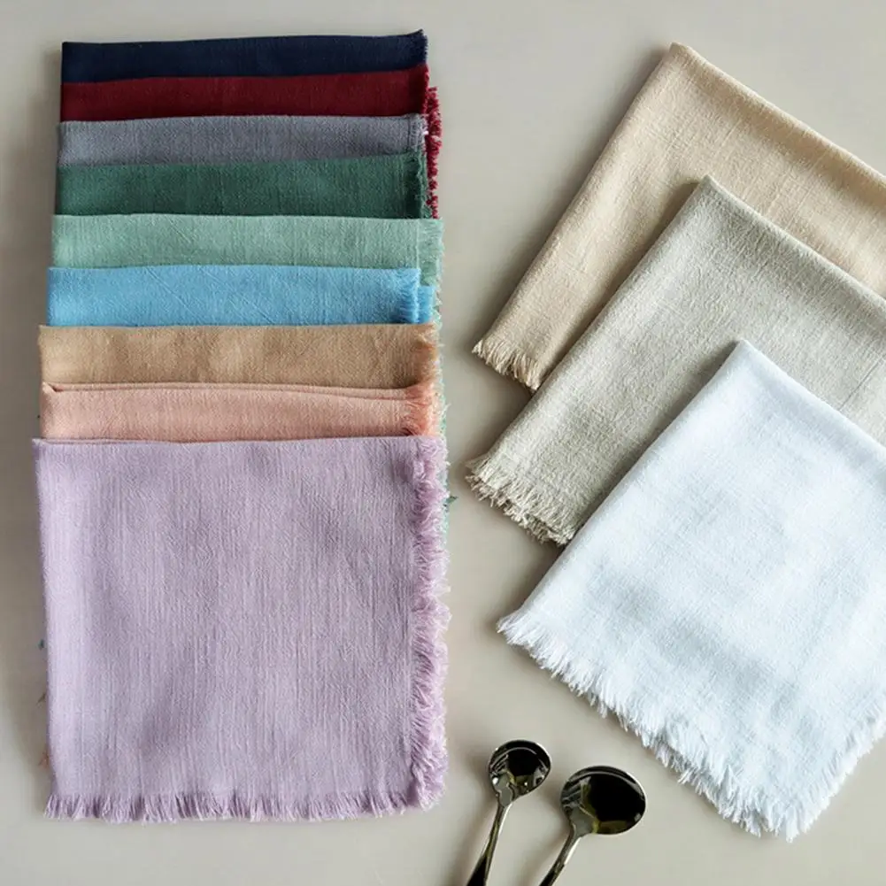 Table Napkin Super Soft Decorative Flax Tassel Napkin Kitchen Table Art Towel Rustic Country Wedding Easter Decor for Coffee