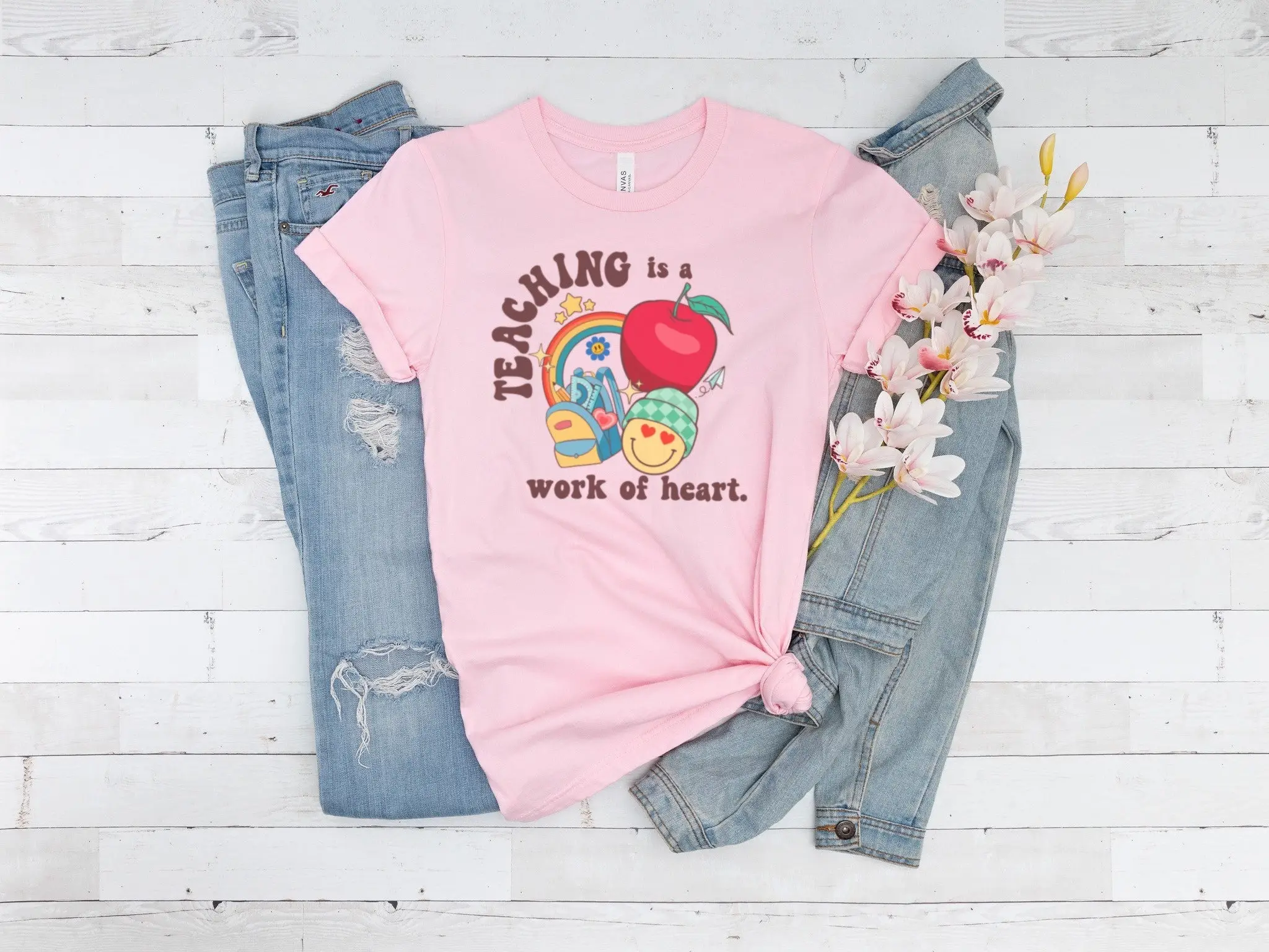 Teacher T Shirt Teaching is a work of heart appreciation gift