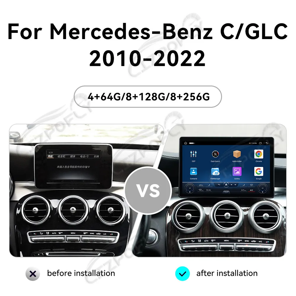 

Для Mercedes-Benz C/GLC 2010-2022 Android автомобильный радиоприемник мультимедийное видео беспроводной Carplay авторадио стерео GPS навигация головное устройство