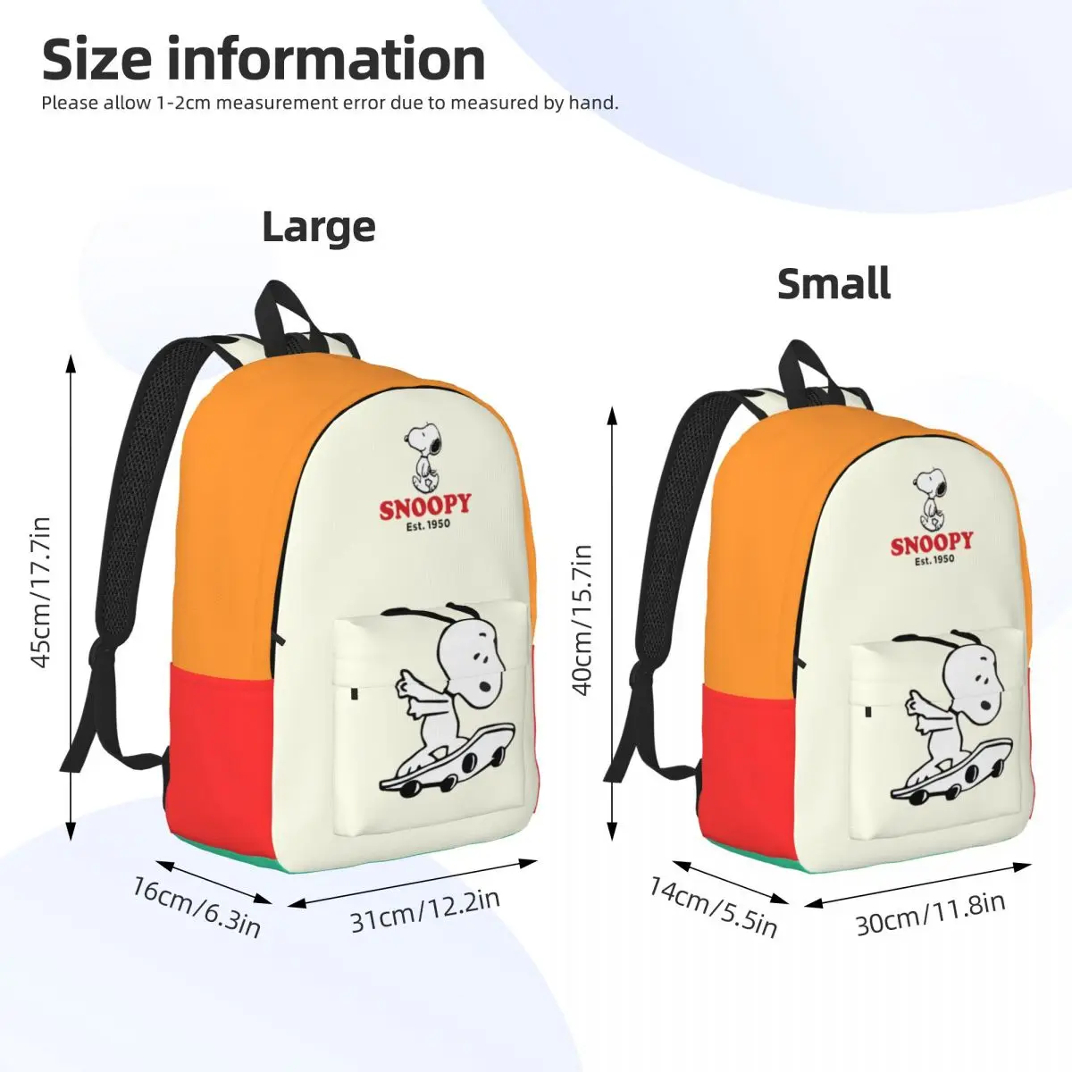 Outdoor Snoopy Peanuts Zipper Closure Light Peanuts Snoopy Daypack Damski plecak urodzinowy