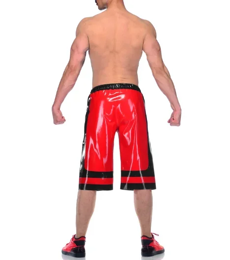 100% Latex Rubber Red Boxer Shorts Decorative black Loose Pants 0.4mm Masquerade ball Size S-XXL