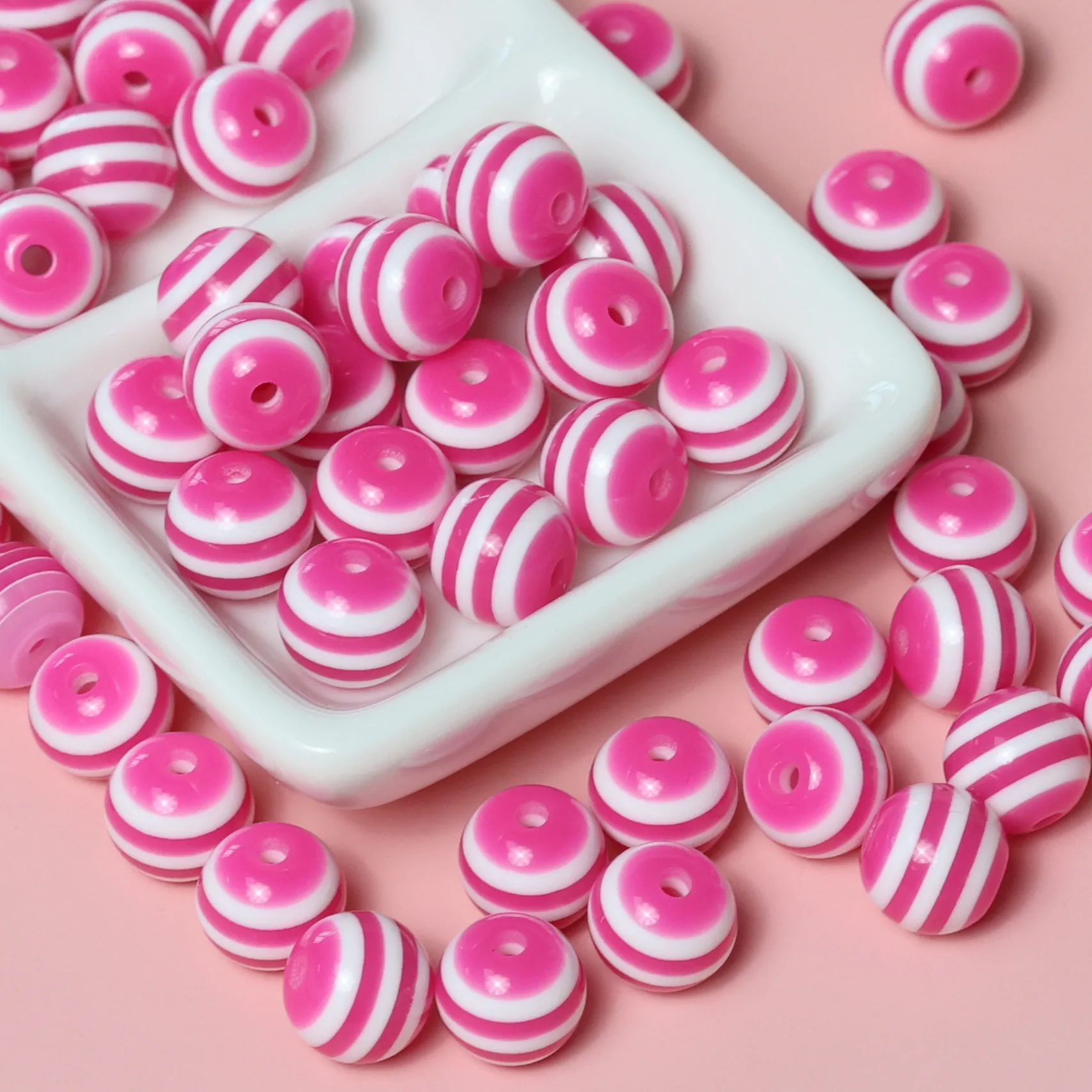 

50pcs/lot Mixed Acrylic Striped round Loose Beads For Charm Making DIY Bracelets Necklace Accessories