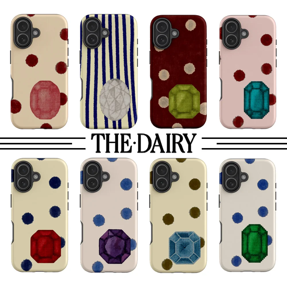 Luxuriöse Polka-Dot-Edelsteinmuster-Serie Handyhülle für iPhone 17 16 15 14 13 12 11 Pro Max Air Plus Doppelschichtige Rückabdeckung