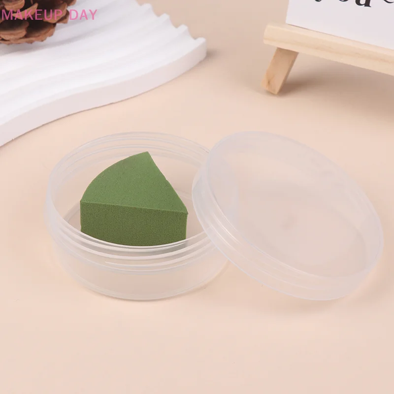 Transparent Circular Box With Cover Cosmetics Puff Storage Box Beauty Face Care Tool Makeup Case Travel Accessories Container