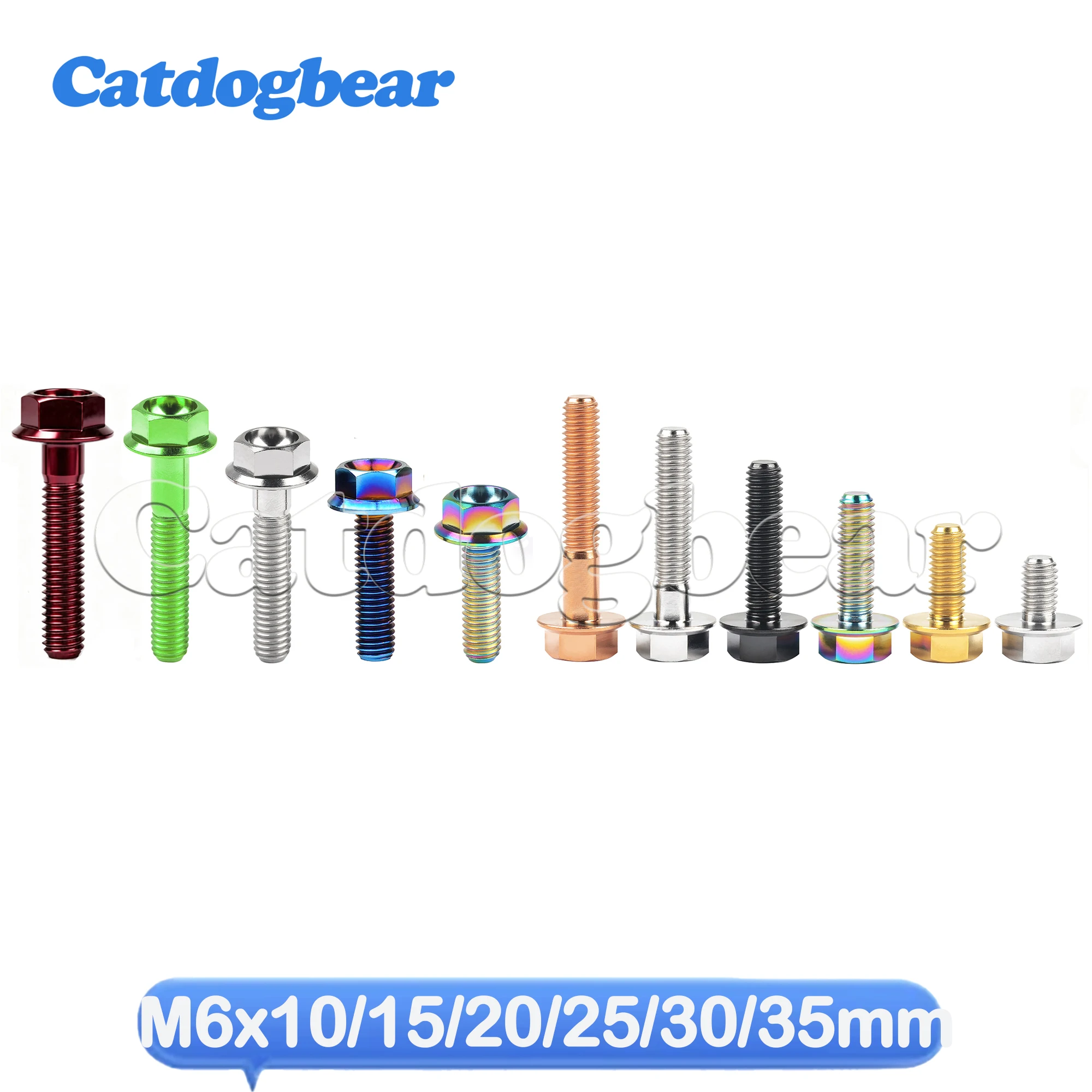Catdogbear  Motorcycle Titanium Screws M6x10/15/20/25/30/35mm Flange Head DIN6921