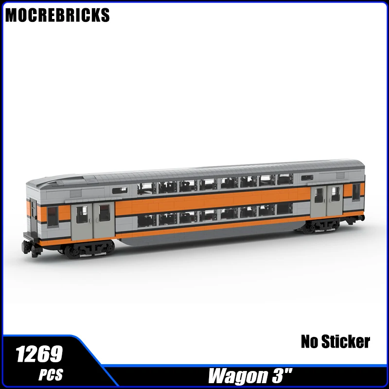 MOC Building Blocks City Train Series VB2N Double Layer For Passenger Freight Train Assembly Model Puzzle Kid's Bricks Toys Gift