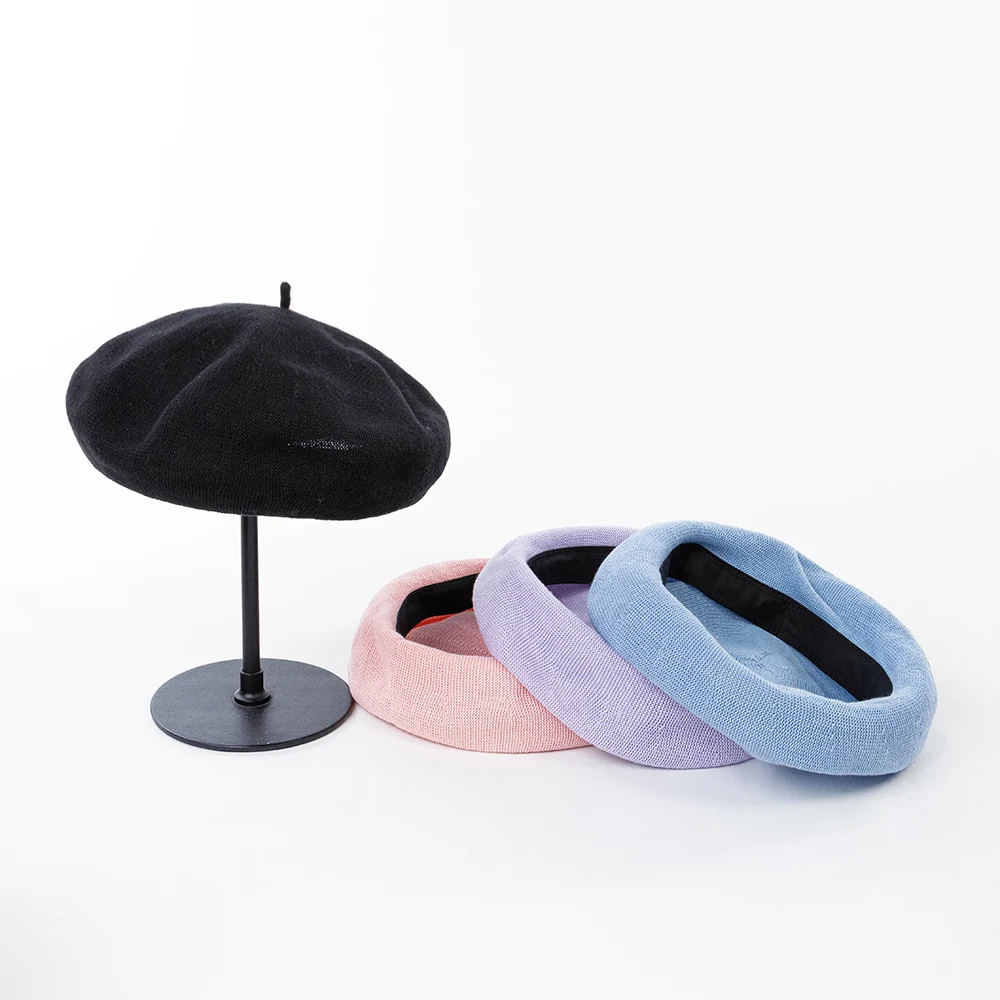 100% Cotton Fashion Knitted Beret with Adjustable Sweatband Spring and Autumn Beret Hat