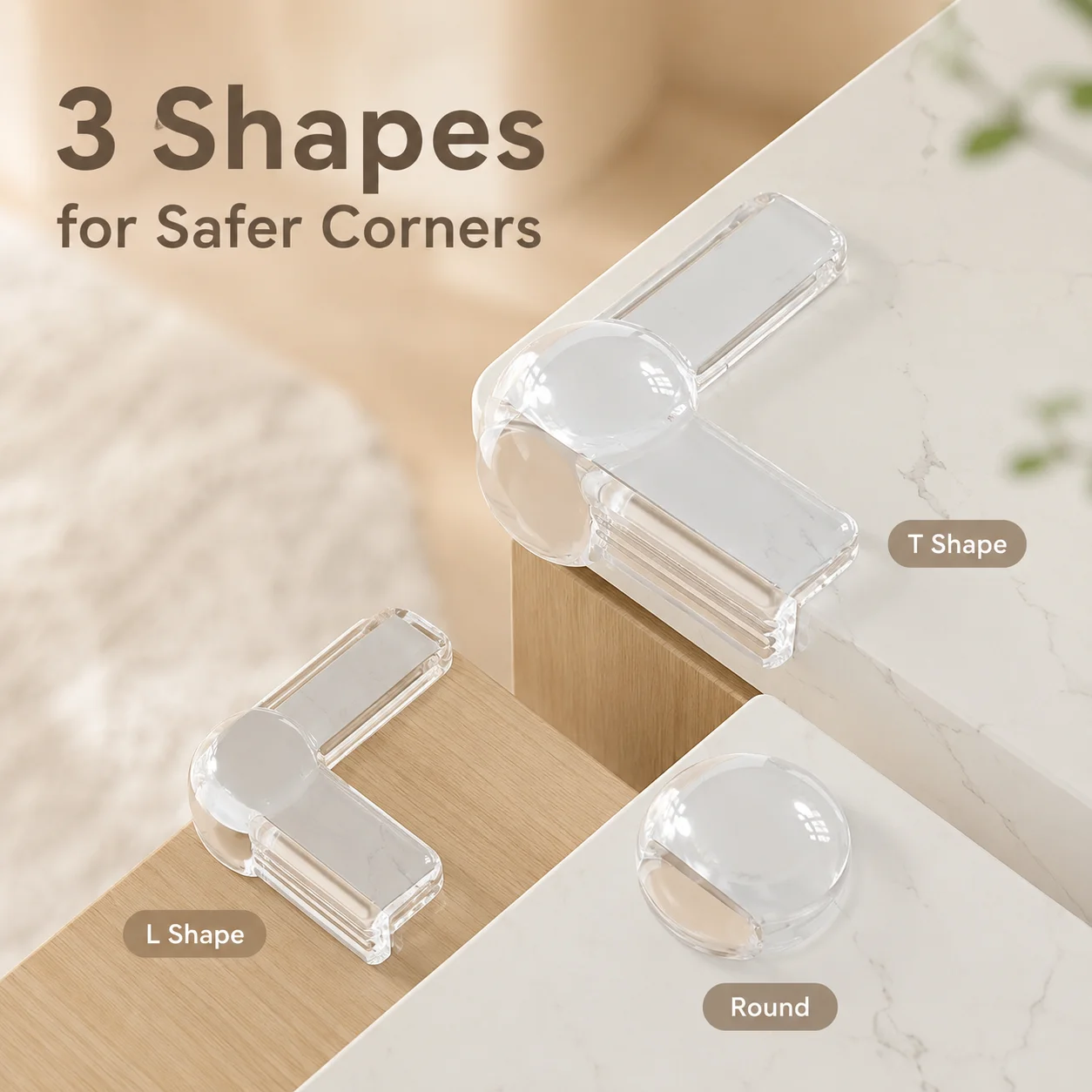 Anti-Collision Silicone Corner Guards, Air Cushion Design for Safe Childcare, Multi-Surface Edge Protectors