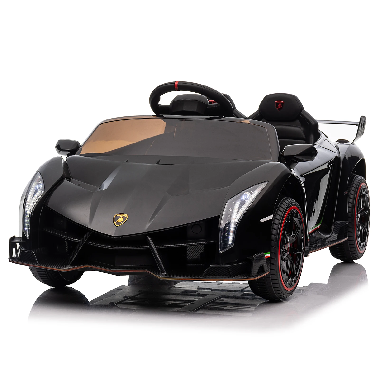 LEADZM Lamborghini Poison Small Dual Drive 12V 4.5AH with 2.4G Remote Control Sports Car Electric Car Black