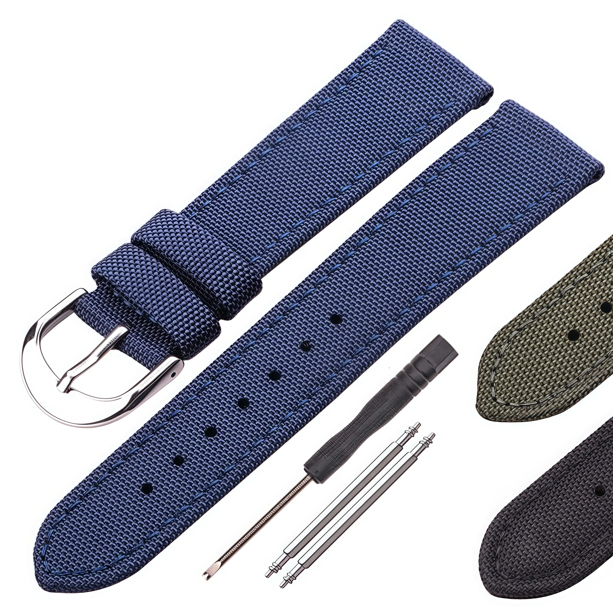 Canvas-Nylon-Leder-Uhrenarmband, 18/20/22/24 mm, langlebiges Nylon-Lederarmband für Damen und Herren |   Ersatzarmband für Smartwatch
