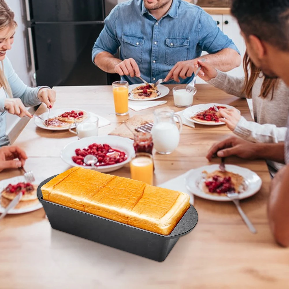 

Cast Iron Pan with Lid Square Toast Mold None Coating Rectangular Loaf Pan for Baking Dishes