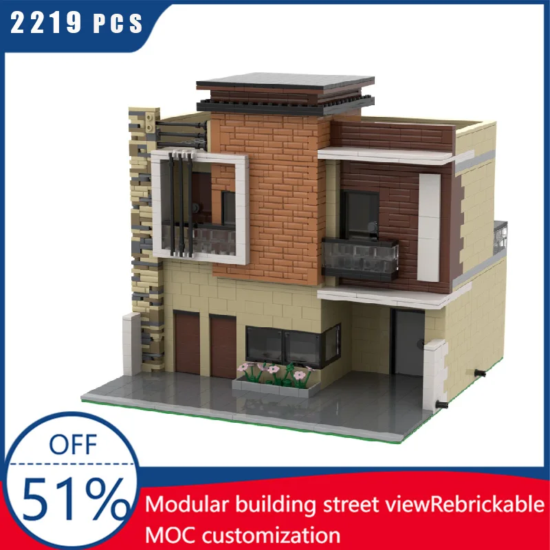 

2219 шт. MOC, роскошный съемный дом, модульные строительные блоки, модель современной архитектуры, игрушка для дисплея, детская сборка «сделай сам», подарок на день рождения