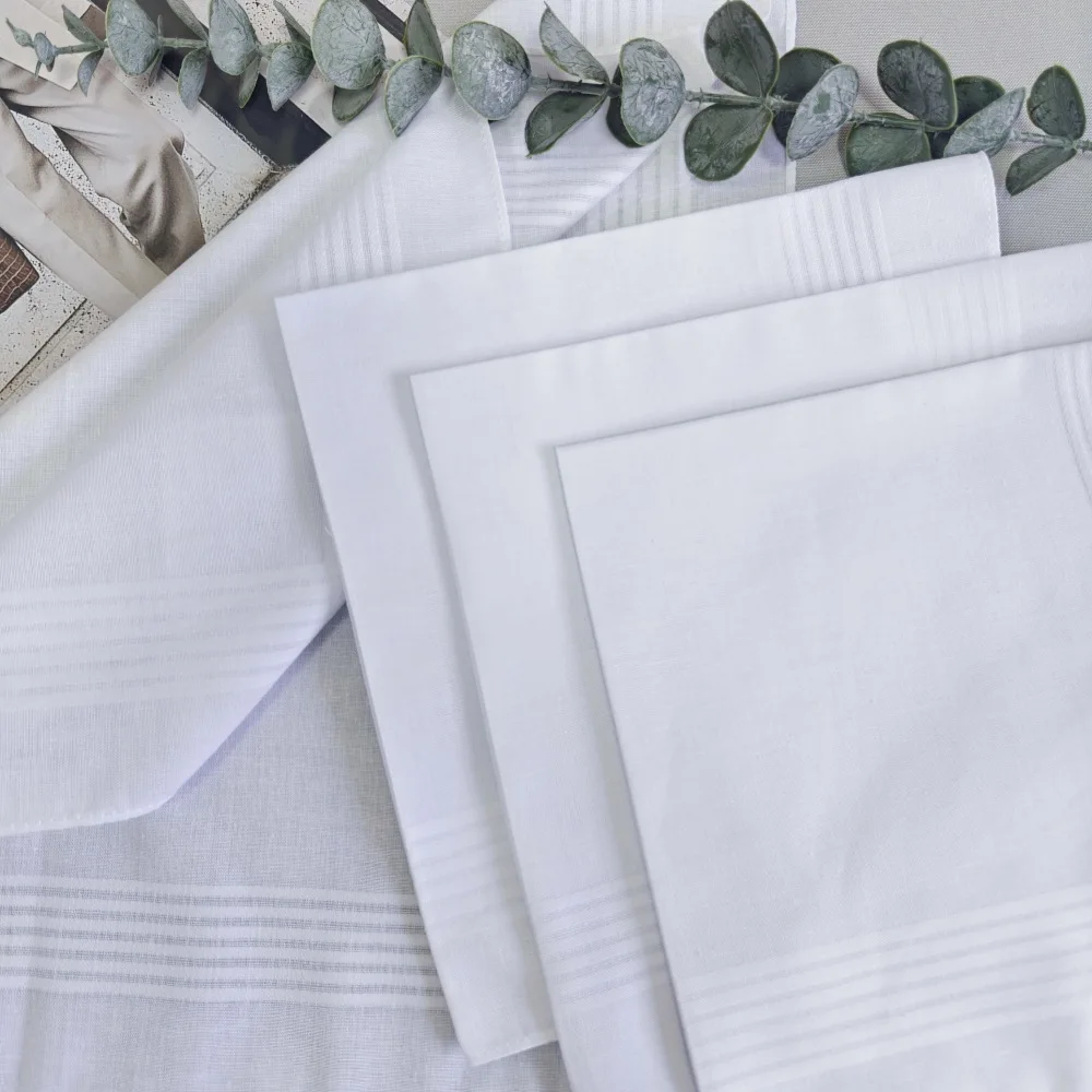 6 Pcs Pure White Handkerchief Cotton 40cm X 40cm Soft Breathable Absorbent for Party and Every Day Use