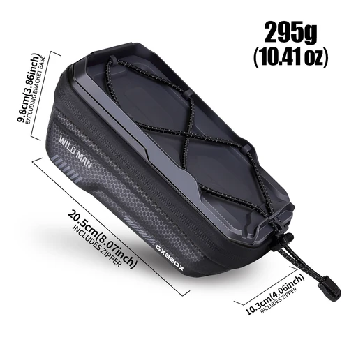 Imagen 2 del producto WILD MAN GX220X Bolsa para manillar delantero de carcasa dura EVA para bicicleta de montaña con soporte de liberación rápida en el tubo superior para barra transversal