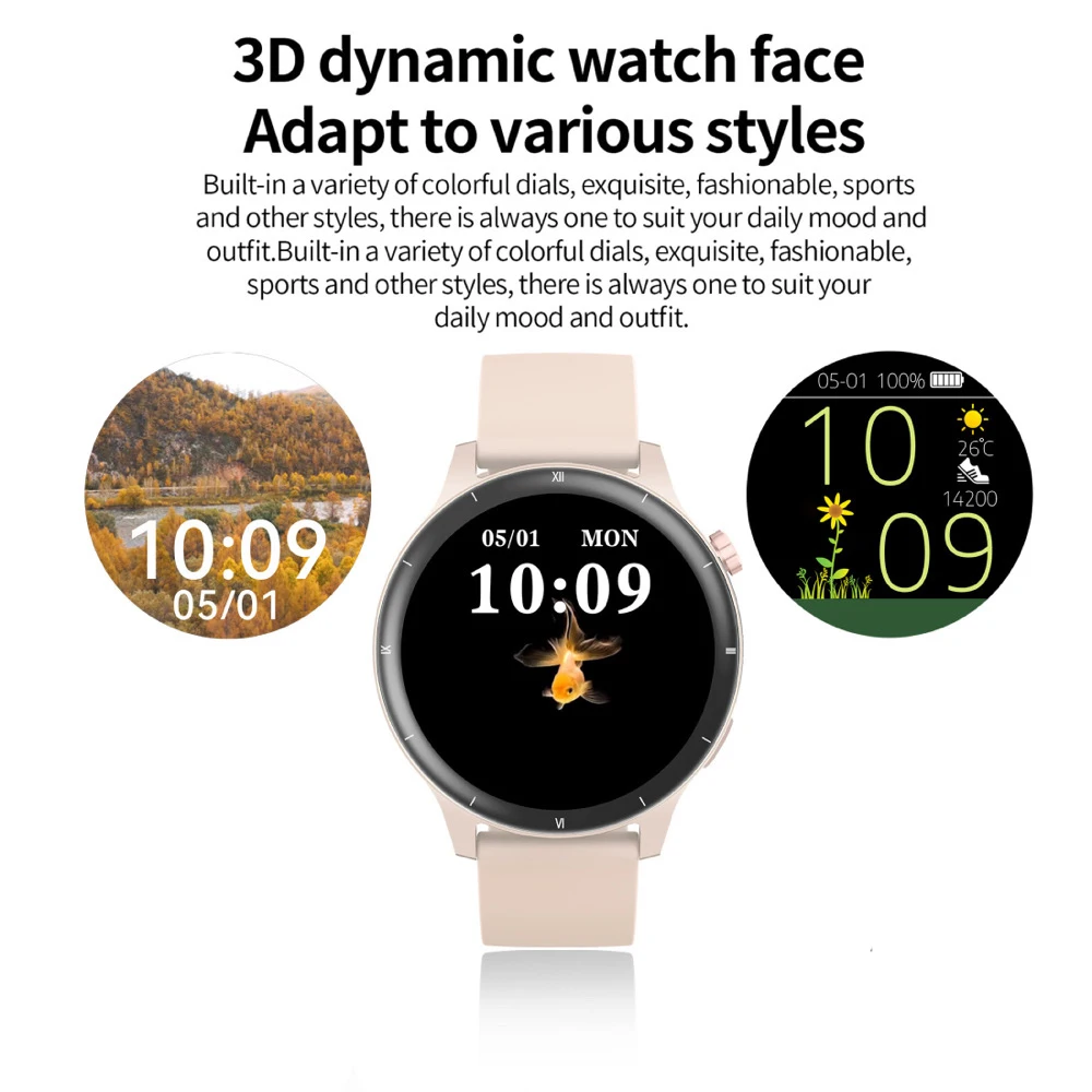 

IP68 Waterproof Smartwatch 3D Dynamic Watch Face HD Screen Smart Watches Sports Fitness Weather Voice Assistant Blue Tooth Call