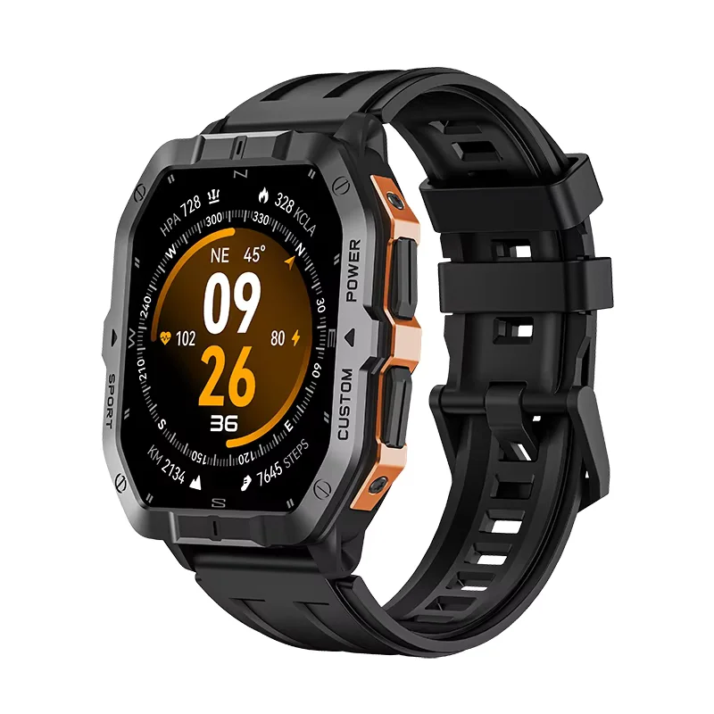 Fashion Waterproof ST Six-axis Sensor Altimeter Health SOS Ourdoor Sports Smart Watch Built-in GPS&Compass BT Call Smartwatch