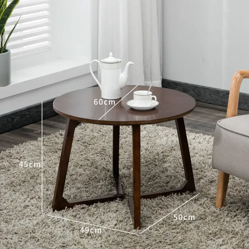 Mesa de café de madeira maciça japonesa, Mesa lateral minimalista moderna pequena, Mesa circular para beber chá e sala de estar