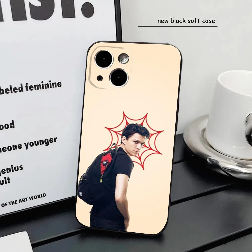 Actor T-Tom H-Holland Phone Case For iPhone16,15,14,13,12 Mini 11 Pro XR,X,XS,MAX 7,8 Plus Silicone Cover Soft Black