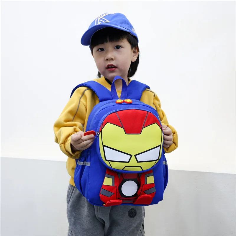 Marvel New Boy Kindergarten Bag Spider Man Captain America Iron Man Student Shoulder Orthopedic School Bag Kids Gifts Mochilas