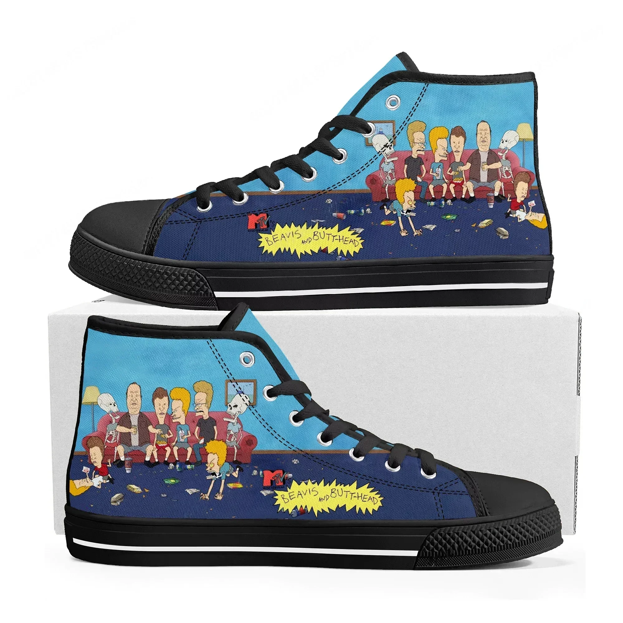 Butthead Butt Head Rock N Roll High Top Sneakers Mens Womens Teenager High Quality Canvas Sneaker Anime Casual Custom Made Shoes