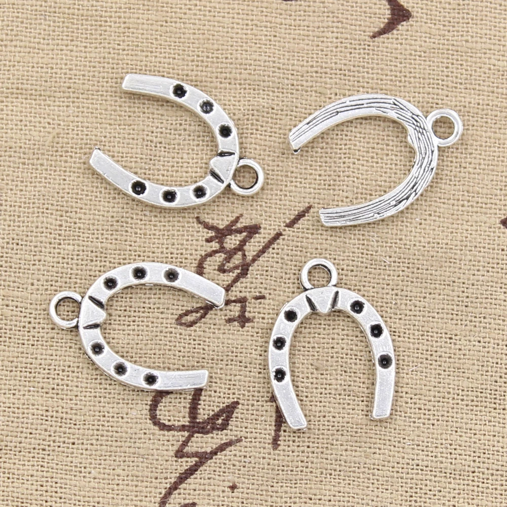 15pcs Charms Lucky Horseshoe Good Luck Talisman 21x16mm Antique Silver Color Pendant Making DIY Handmade Tibetan Finding Jewelry