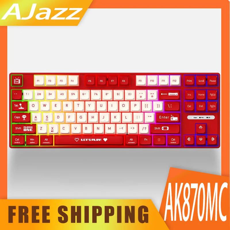 

Ajazz Ak870mc Wired Mechanical Keyboard 87key Hot Swap Rgb Customization Keyboard For Win/Xp/Mac Computer Accessories