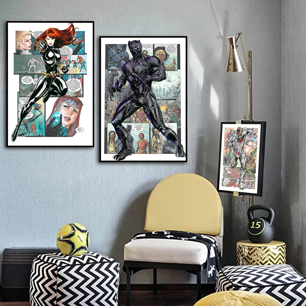 MINISO Marvel Spider Man Iron Man Hulk Thor Anime Cartoon Character Wall Art Poster Home Room Decoration Canvas Painting Prints