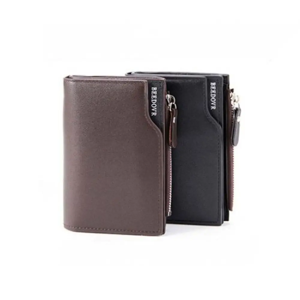 

Retro Zipper PU Leather Wallet Mini ID Card Cover Men Coin Purse Multi-slot Cash Clip Business Card Holder Outdoor