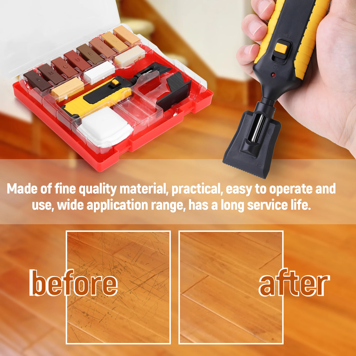 Laminate Repairing Kit Wax System Floor Worktop Sturdy Casing Chips Scratches Mending Tool Set Laminate Repairing Kit