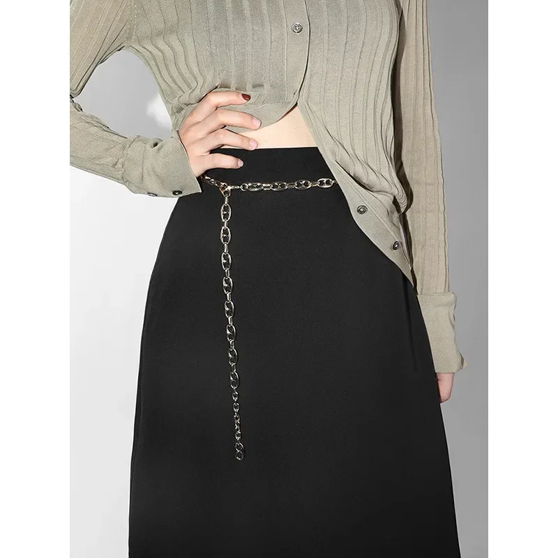 1pcs Men's and Women's Ins Same Style Belt Dress Decorative Waist Chain Metal Chain Women's Waist Chain Designer Belt
