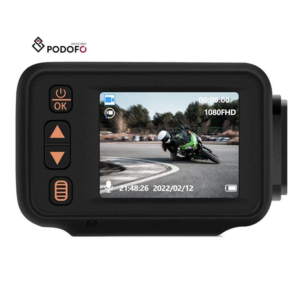 

Podofo Dash Cam Full HD 1080P 2" Dual Lens Driving Recorder Front and Rear View Car DVR Night Vision for Motorcycle+32G&Camera