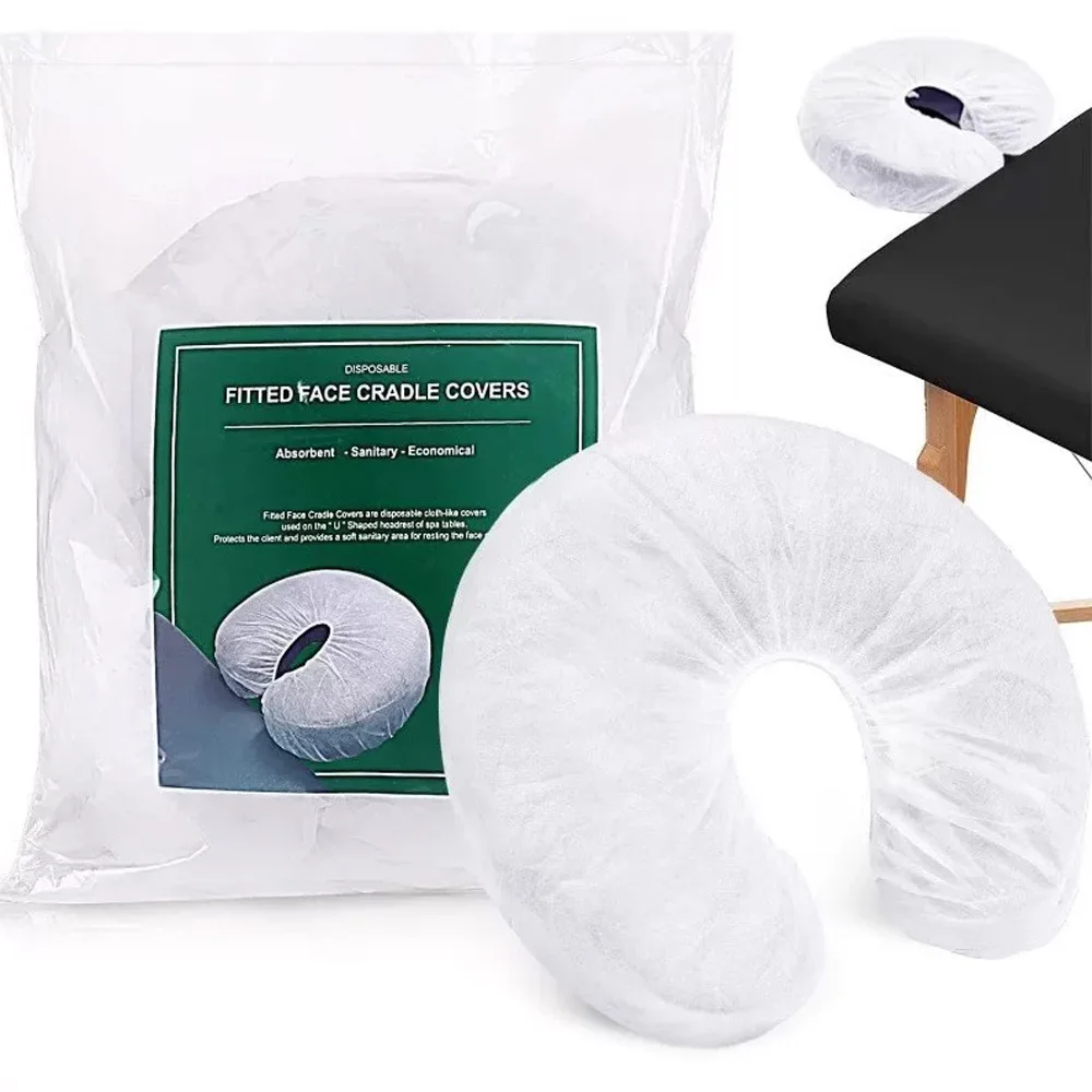 50-200pcs Disposable Headrest Covers Elastic U-shaped Pillowcase Non-woven Massage Face Rest Cradle Cover Beauty SPA Tool