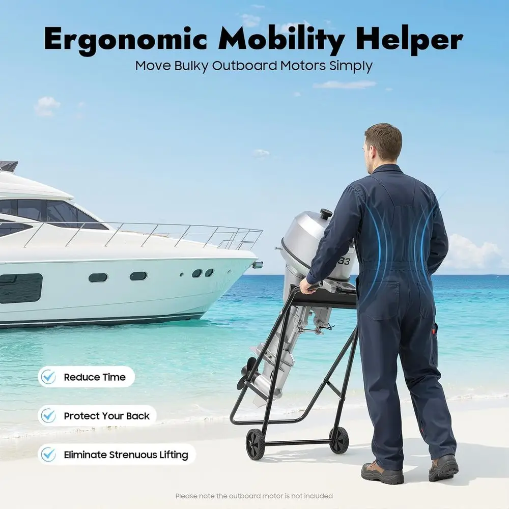 Portable Heavy-Duty Outboard Motor Transport Dolly for Boat Engine Repair and Storage